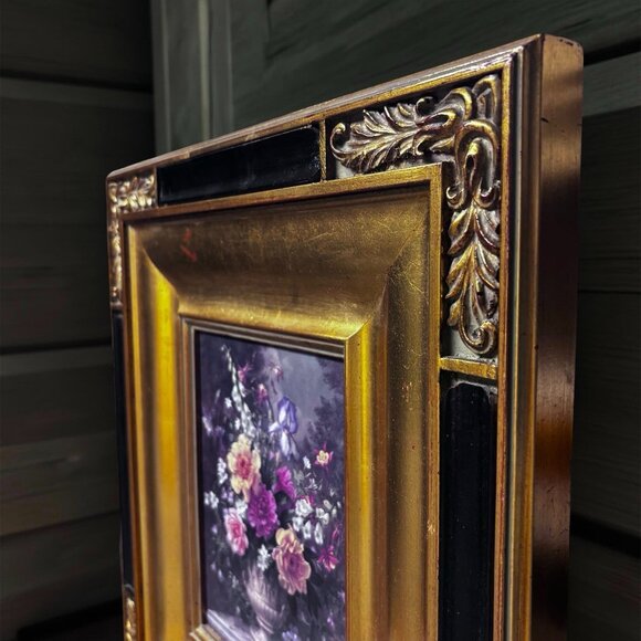Vintage Gold Framed Floral Art – Romantic Still Life Print, Hollywood Regency or - Picture 7 of 10